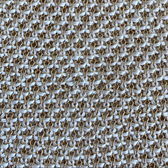 Cynthia Rowley Gold Metallic & White Pullover Raglan Sweater - Picture 14 of 16